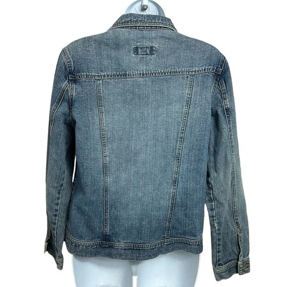 Vintage Y2K Old Navy Trucker Denim Jacket Sz M Light Blue Jean Wash - Picture 7 of 8
